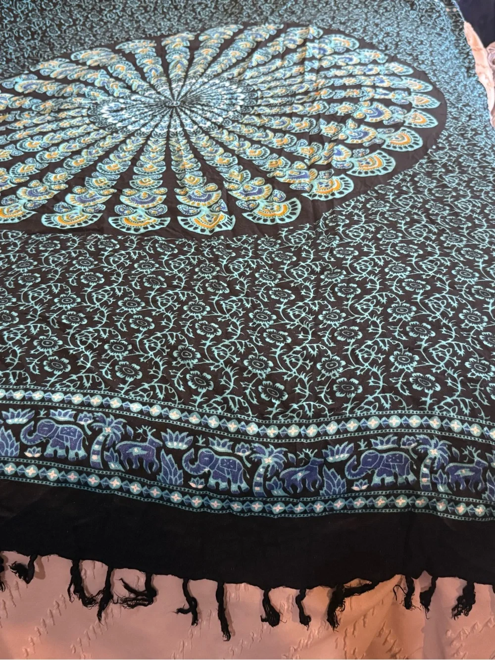 Vibrant Cotton Multicolor Mandala Wall Tapestry - Home Wall Decor